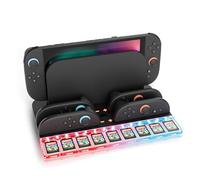 Charging Dock for Switch 2 Joycon (2025), Switch2 Charging Station with 9 Game Slots and 7 RGB Light, 6 in 1 Switch2 Controller Charger with Cable and Screen Protector (Black)