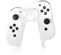 Charging Grip Handle for Joy Con Nintendo Switch/OLED, Portable Controller Charger Comfort V-Shaped Game Grip Controller High Speed for Charger Grip with Battery Indicators USB Type-C Cable (White)