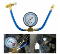 Charging Hose Kit with Gauge for R134a, R12, R22-16 Inch AC Refrigeration Recharge Hose with Puncture Valve, Conversion Adapter, Pres