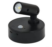 Charging Magnetic Attraction USB Night Light for Hallway Entryway Porch Human Body Sensing Touch Control Remote Three-Color Dimmable Wireless Black White Single Spotlight(A)