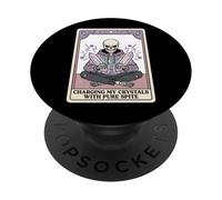 Charging My Crystals With Pure Spite Skeleton Tarot Card PopSockets Adhesive PopGrip