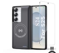 Charging phone case For Samsung Galaxy S25/S24 Battery Case, Real 10000mAh Portable Power Bank with Magnetic Wireless Charging,Anti-Fall Protective Charger phone case with battery pack Black
