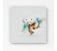 Charging Polar Bear Canvas Warren Reed - Designer White W16 inch x H16 inch