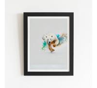 Charging Polar Bear Framed Art Print Warren Reed - Designer Black W24 inch x H36 inch