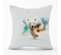 Charging Polar Bear Outdoor Cushion Warren Reed - Designer White 45cm x 45cm