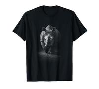 Charging Rhino Black and White Wildlife Image T-Shirt