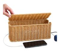 Charging Station Basket for Hiding Router and Modem, Cable Organiser Box, Charging Station Basket, Cable Hiding Box with Lid, Cargo Basket, Wire Box Hide