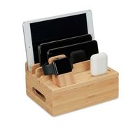 Charging station Device Organizer Bamboo Holder Compact Elegant Charging Dock