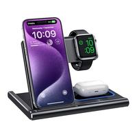 Charging Station,EXW 3 in 1 Wireless Charging Station for iPhone 16/15/14/13/12/11/XR/X/8,Fast Wireless Charging Stand for Airpods Pro/3/2 and Apple Watch(No Plug Included)