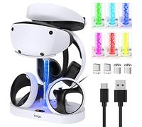 Charging Station for PS VR2, RGB Vertical Charging Stand for PSVR2 Headset | Display Accessories for PlayStation VR2 with 4 Magnetic Type C Adapters for Sense Controller