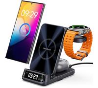 Charging Station for Samsung, Wireless Charger for Galaxy Z Flip 7/S25 Ultra/S25+/S25/S24 Ultra/S23, for Galaxy Watch 8 Classic/8/Ultra/7/6/5, Galaxy Buds3 Pro, SwanScout 708S (No Adapter)