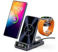 Charging Station for Samsung, Wireless Charger for Samsung Galaxy S25 Ultra/S25+/S25/S24/S23/S22/S21 Series, for Galaxy Watch 8 Classic/8/Ultra/7/6/5/4, Galaxy Buds3 Pro, SwanScout 708S (No Adapter)