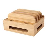Charging Storage Rack, 17x13x9cm All In One Bamboo Charging Station Phone Holder For Bed Phone Stand Charging Rack Storage Organizer for Office, Housing, Car, Public Area