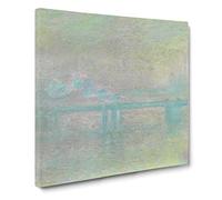 Charing Cross Bridge London by Claude Monet Canvas Print | Gallery Wrapped 30mm Frame Wall Art | 14x14 inches | Ready to Hang | Modern Cityscape Picture | Living Room Bedroom Lounge Office