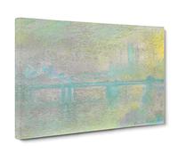 Charing Cross Bridge London By Claude Monet Canvas Print | Gallery Wrapped 30mm Frame Wall Art | 24x16 inches | Ready to Hang | Impressionist Cityscape Picture | Living Room Bedroom Lounge Office