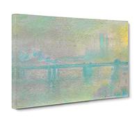 Charing Cross Bridge London By Claude Monet Canvas Print | Gallery Wrapped 30mm Frame Wall Art | 30x20 inches | Ready to Hang | Impressionist Cityscape Picture | Living Room Bedroom Lounge Office
