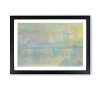 Charing Cross Bridge London by Claude Monet Framed Print | A2 Black Framed Wall Art | Ready to Hang | Modern Religious Picture | Living Room Bedroom Lounge Office