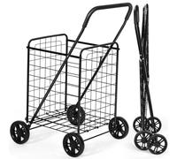 Chariot de courses pliable avec roulettes - Chariot d' portable pour le linge et les courses - léger et polyvalent -