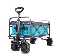 Chariot de jardin pliable portable avec roues de frein - Chariot de jardinage d'extérieur robuste pour travaux de jardinage et plantation - Facile à déplacer et à ranger