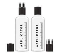 Chariot New York Hair Root Applicator Bottle with Comb Cap for Applying Hair Oil, Shampoo and Medicine, Clear, Pack of 2