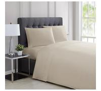 Charisma 310 Thread Count Classic Solid Cotton Sateen California King Sheet Set in Almond Milk