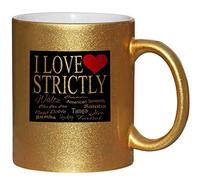 Charisma creative I Love Strictly Fantastic Gold Effect Ceramic Sparkle Mug