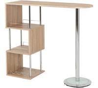 Charisma Home Bar Table with 3 Shelves - Light Sonoma Oak & Chrome
