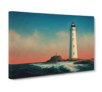 Charismatic Lighthouse Canvas Print | Gallery Wrapped 30mm Frame Wall Art | 30x20 inches | Ready to Hang | Coastal Seascape Picture | Living Room Bedroom Lounge Office