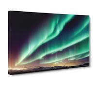Charismatic Northern Lights Canvas Print | Gallery Wrapped 30mm Frame Wall Art | 30x20 inches | Ready to Hang | Contemporary Picture | Living Room Bedroom Lounge Office