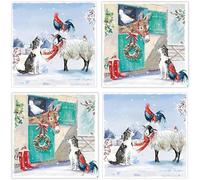 Charity Christmas Cards Box of 20 - BHF, Marie Curie, Parkinson's UK, Oxfam, The Stroke Association, NSPCC - Artistic Farmyard Designs - 10 Each of 2 Designs - Eco-Friendly