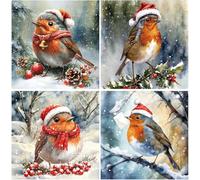 Charity Christmas Cards Pack of 12, Each Christmas Card Multipack has 4 Different Robin Theme Designs, Large 150x150mm Card Size with Envelopes, 2025 Xmas Gifts Cards, Ecofriendly and UK Made