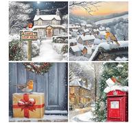Charity Christmas Cards Pack of 24. Each Christmas Card multipack has 4 different Robin designs. Large size 150x150mm. Verse Inside. Ecofriendly and UK made.