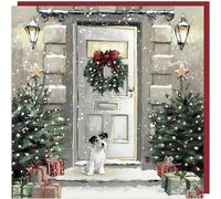 Charity Christmas Cards Pack of 6 Sold in Aid of Shelter - Dog and Festive Front Door - Made in the UK - Eco-Friendly