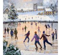 Charity Christmas Cards Pack of 8 - BHF, Marie Curie, Mind, NSPCC, Shelter - Ice Skating - Festive Artistic Design - Eco-Friendly - Made in the UK