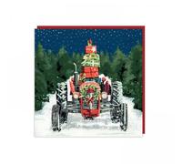 Charity Christmas Cards -Snowy Tractor Piled with Gifts with Flitter Finish - Eco-Friendly - Pack of 6 Cards - By Art Beat