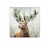 Charity Christmas Cards - Stag Adorned with Winter Foliage with Foil Details - Eco-Friendly - Pack of 6 Cards - By Art Beat