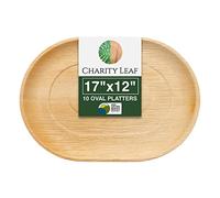 Charity Leaf - Disposable Palm Leaf Trays Bamboo Like Extra Large Serving Trays and Platters | Weddings, Charcuterie Boards, BBQs, and Parties 17 x 12 Size (10 Trays)