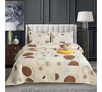 CHARKHAH 3 Piece Reversible Quilted Bedspread Set Lightweight Microfiber Patchwork Floral Quilt with 2 Pillow Shams - 30 Stylish Designs Ideal for Double & King Size Beds 220x240cm (Circle Dreams)