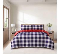 CHARKHAH 4 Piece Complete Bedding Set - Microfiber Reversible Duvet Cover, Deep Fitted Sheet & 2 Pillowcases | Soft, Breathable & Elegant - MF-QA-COM-SET-SUP-KING-KNIGHTBRIDG-RED