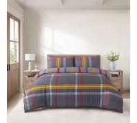 CHARKHAH 4 Piece Complete Bedding Set - Microfiber Reversible Duvet Cover, Deep Fitted Sheet & 2 Pillowcases | Soft, Breathable & Elegant - MF-QA-COM-SET-DOUBLE-HAMPTON