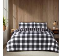 CHARKHAH 4 Piece Reversible Duvet Cover Set, Soft Brushed Microfibre Bedding with Fitted Sheet & 2 Pillowcases, Breathable Anti-Allergy Easy Care - Single, Double, King & Super King