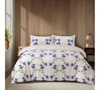 CHARKHAH 4 Piece Reversible Duvet Cover Set, Soft Brushed Microfibre Bedding with Fitted Sheet & 2 Pillowcases, Breathable Anti-Allergy Easy Care - Single, Double, King & Super King