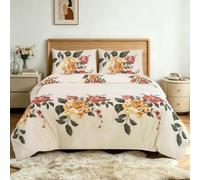 CHARKHAH 4 Piece Reversible Duvet Cover Set, Soft Brushed Microfibre Bedding with Fitted Sheet & 2 Pillowcases, Breathable Anti-Allergy Easy Care - Single, Double, King & Super King