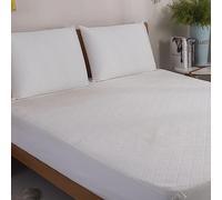 CHARKHAH Bamboo Quilted Waterproof Mattress Protector Single Double Bed Topper Ultra Soft Noiseless Breathable Membrane 30 CM Deep Fitted Sheet Style Cover with Elastic Edges (King, White)