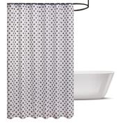 CHARKHAH Colourful Shower Curtain Heavy Duty Anti Mould Water Resistant Fabric 3D Printed Bathroom Curtains with Stitched Metal Curtain Rings & 12 Plastic s Hooks (Polka Dot Grey, 180 cm x 180 cm)