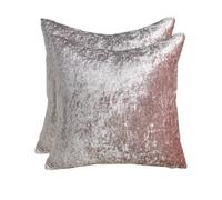 CHARKHAH Crushed Velvet Cushion Covers 1 Pack and 2 Pack Square Cushions Cover Throw Pillow Case Protector for Sofa Bed & Room Decor with Invisible Zipper (43 cm x 43 cm - Pack of 2, Blush-Pink)