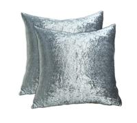 CHARKHAH Crushed Velvet Cushion Covers 1 Pack and 2 Pack Square Cushions Cover Throw Pillow Case Protector for Sofa Bed & Room Decor with Invisible Zipper (60 cm x 60 cm - Pack of 2, Silver)