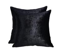 CHARKHAH Crushed Velvet Cushion Covers 1 Pack and 2 Pack Square Cushions Cover Throw Pillow Case Protector for Sofa Bed & Room Decor with Invisible Zipper (43 cm x 43 cm - Pack of 2, Black)