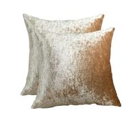 CHARKHAH Crushed Velvet Cushion Covers 1 Pack and 2 Pack Square Cushions Cover Throw Pillow Case Protector for Sofa Bed & Room Decor with Invisible Zipper (43 cm x 43 cm - Pack of 2, Champagne)