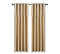 CHARKHAH Crushed Velvet Faux Silk Curtains for Bedroom Living Room Elegant and Silky Blackout Fabric Pair of Fully Lined Door Curtain with Eyelet Rings (Champagne Gold, 46" Wide x 54" Drop)
